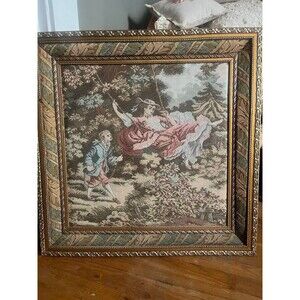 Large Antique French Framed Tapestry